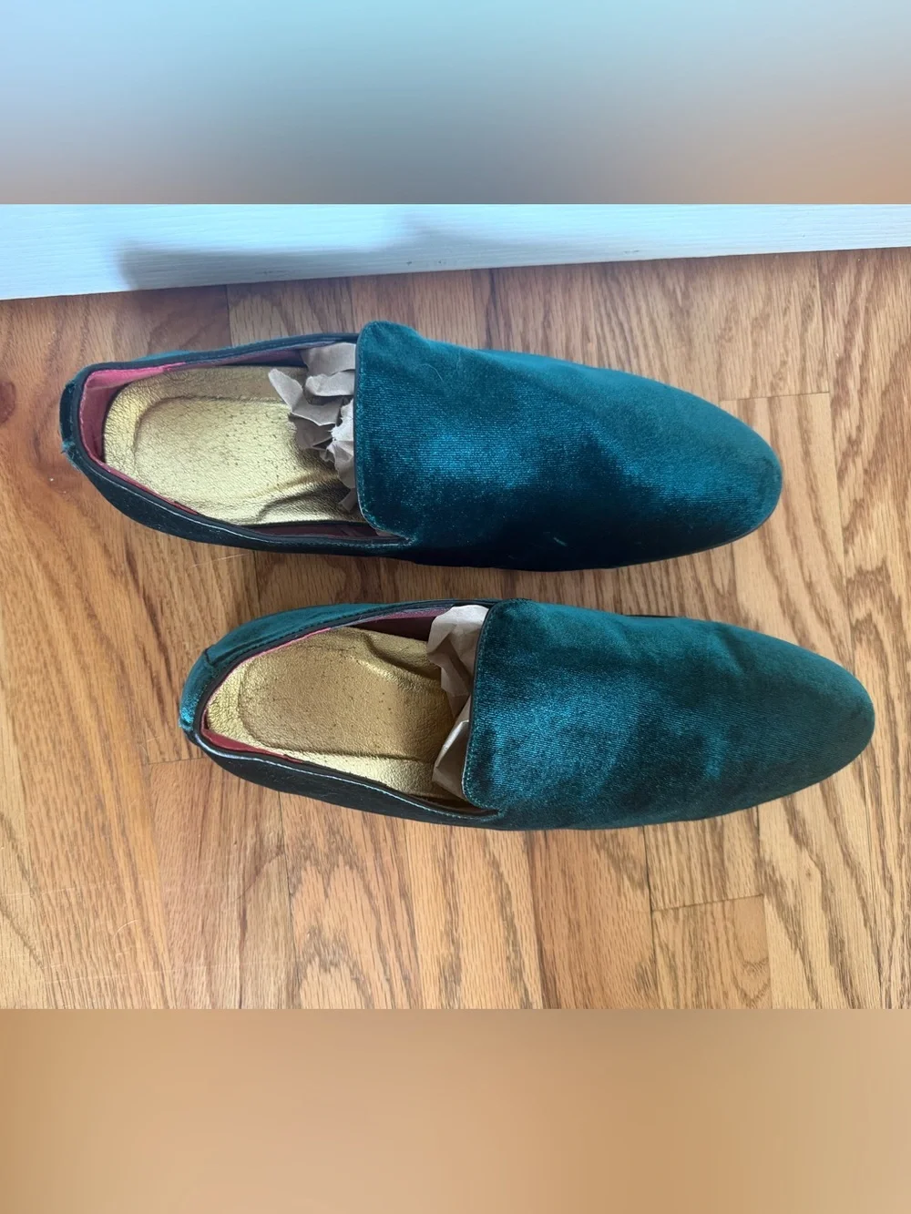 Amazon Teal Velvet Slip-On Loafers for Men
